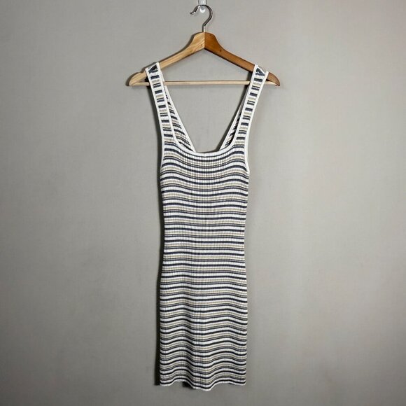 Abercrombie & Fitch Striped Knit Bodycon Mini Dress Women Large Reversible NWOT - Picture 3 of 13